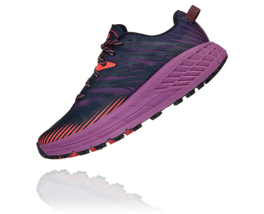 Hoka One One Womens Trail Shoes - Speedgoat 4 - Navy - KJXW16703